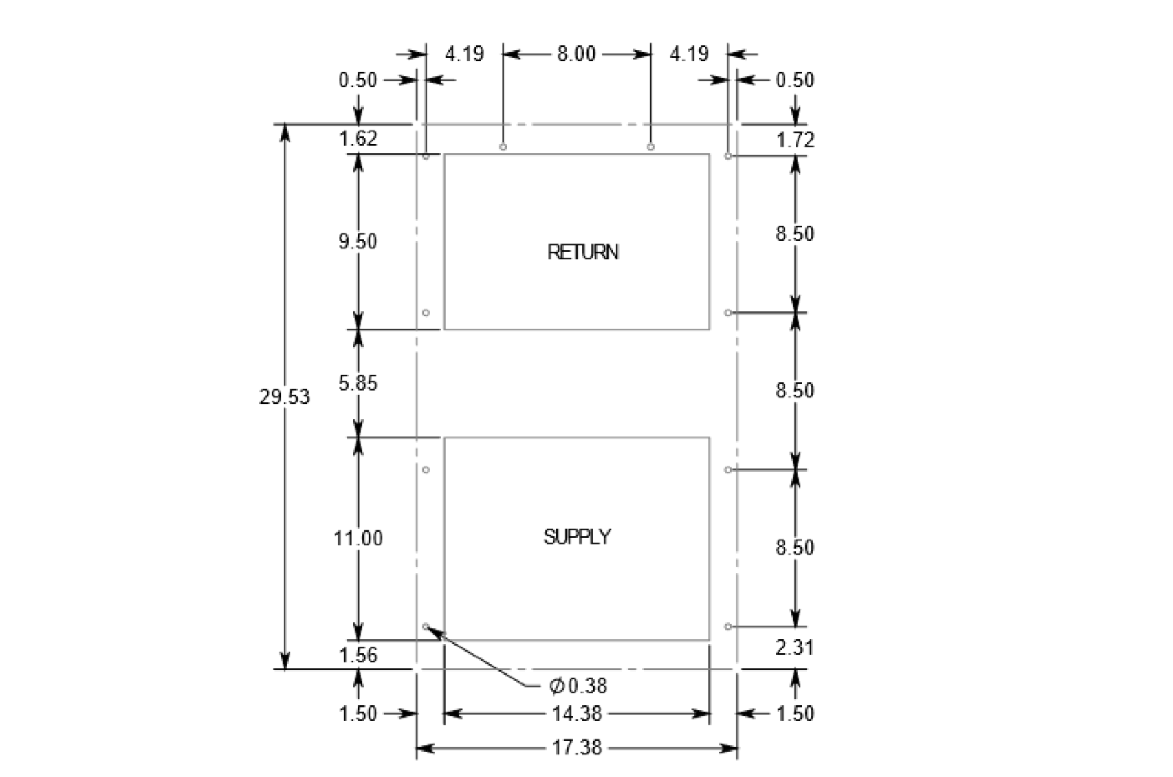 AT04RPW07 cutout dimensions drawing